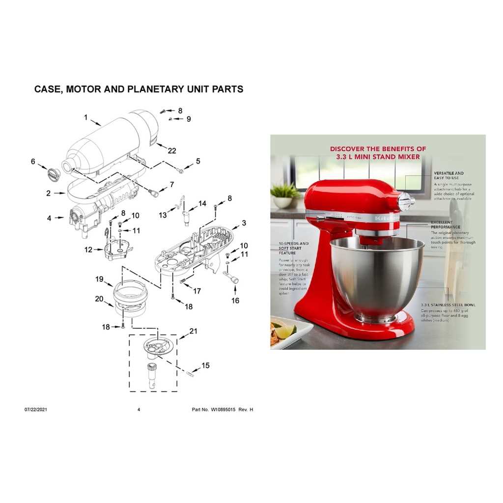 kitchen aid mixer parts diagram