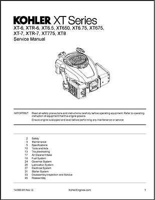 kohler xt675 parts diagram