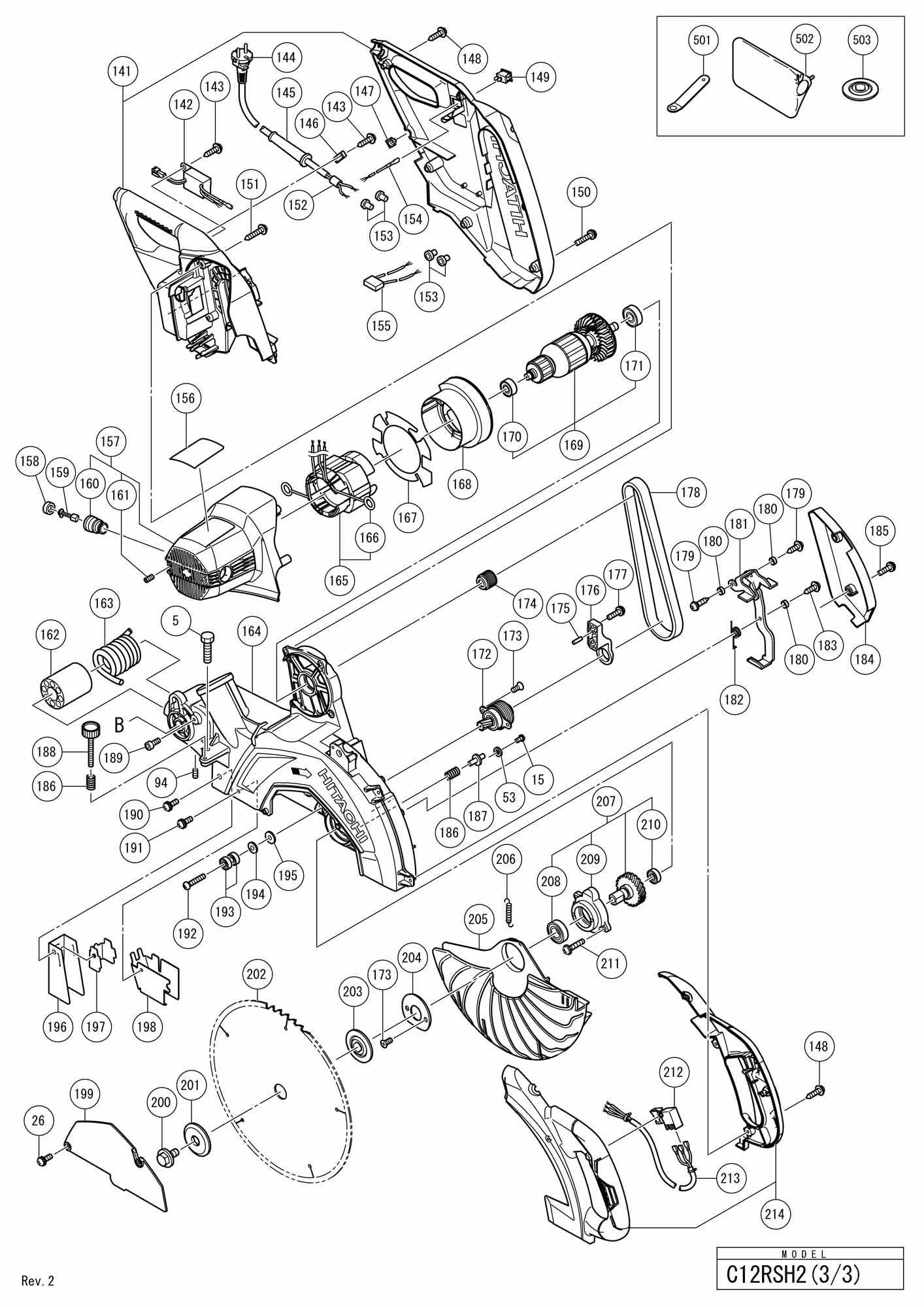 hitachi c12rsh2 parts diagram