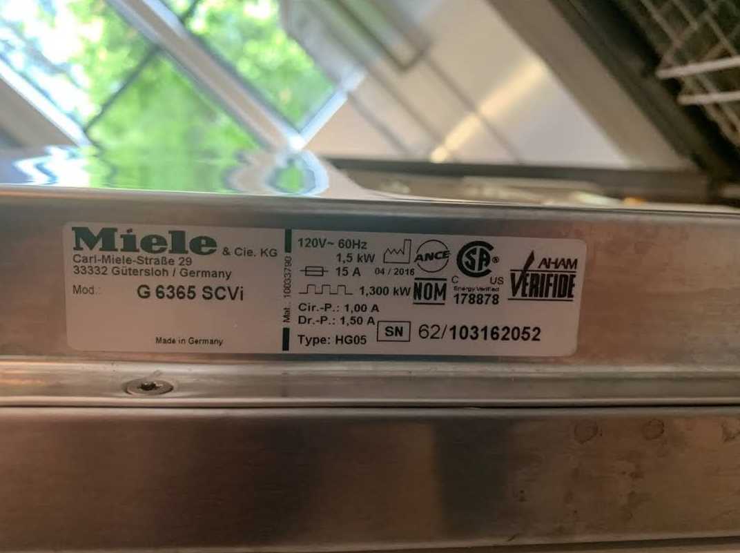 model number miele dishwasher parts diagram