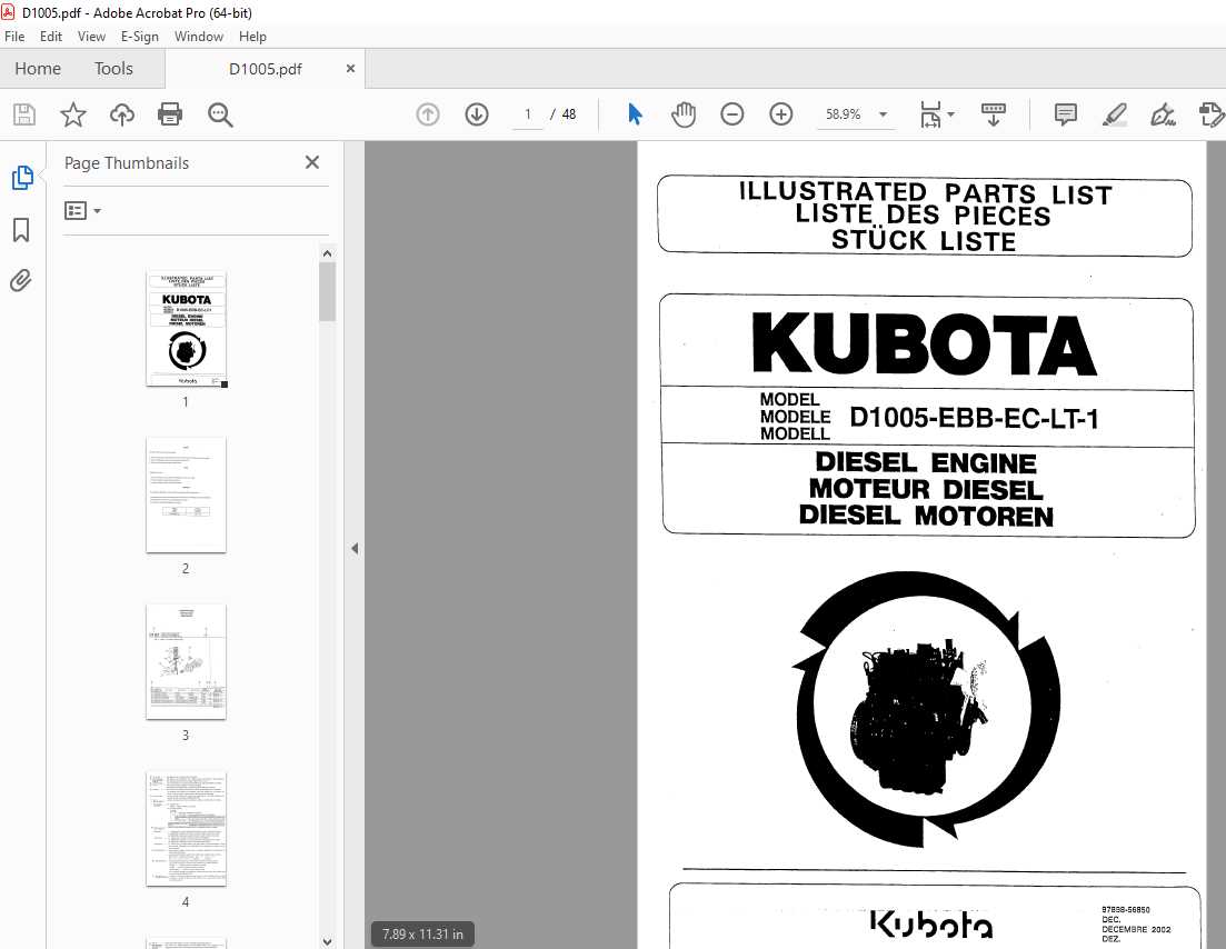 kubota d1005 parts diagram