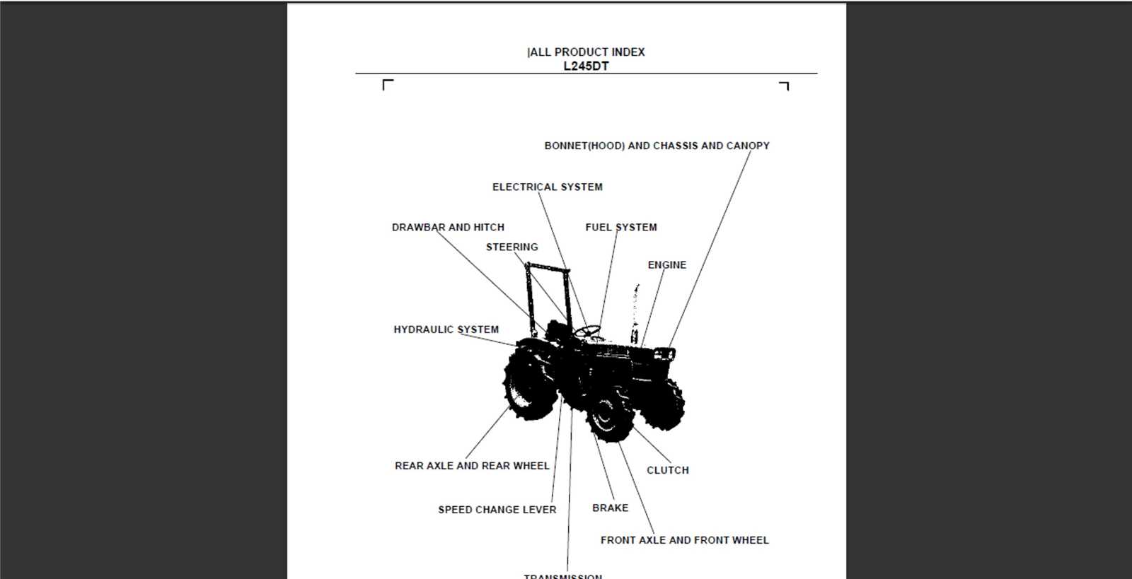 kubota l245dt parts diagram