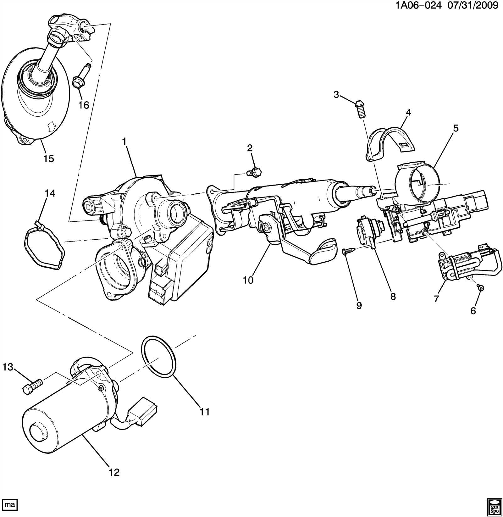 gm steering column parts diagram