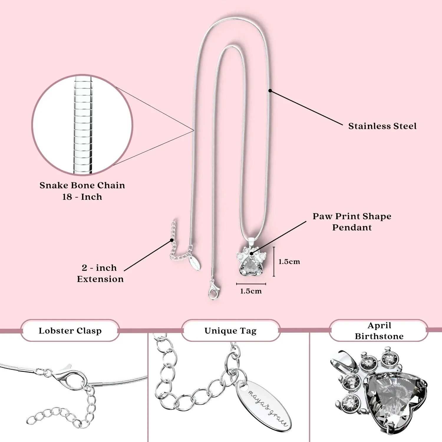 labeled parts of a necklace diagram
