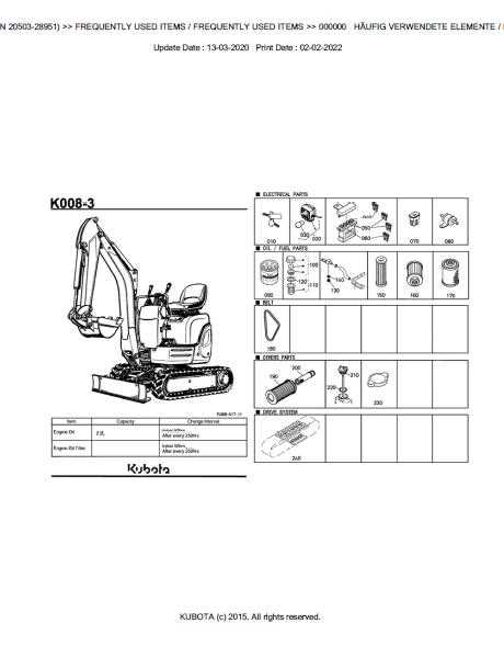 kubota k008 parts diagram