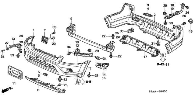 front end honda crv body parts diagram