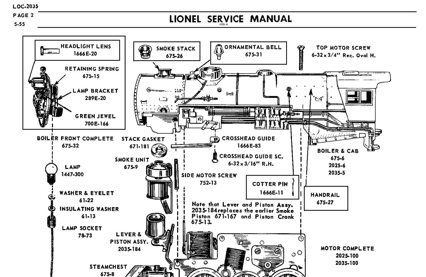 lionel train parts diagram