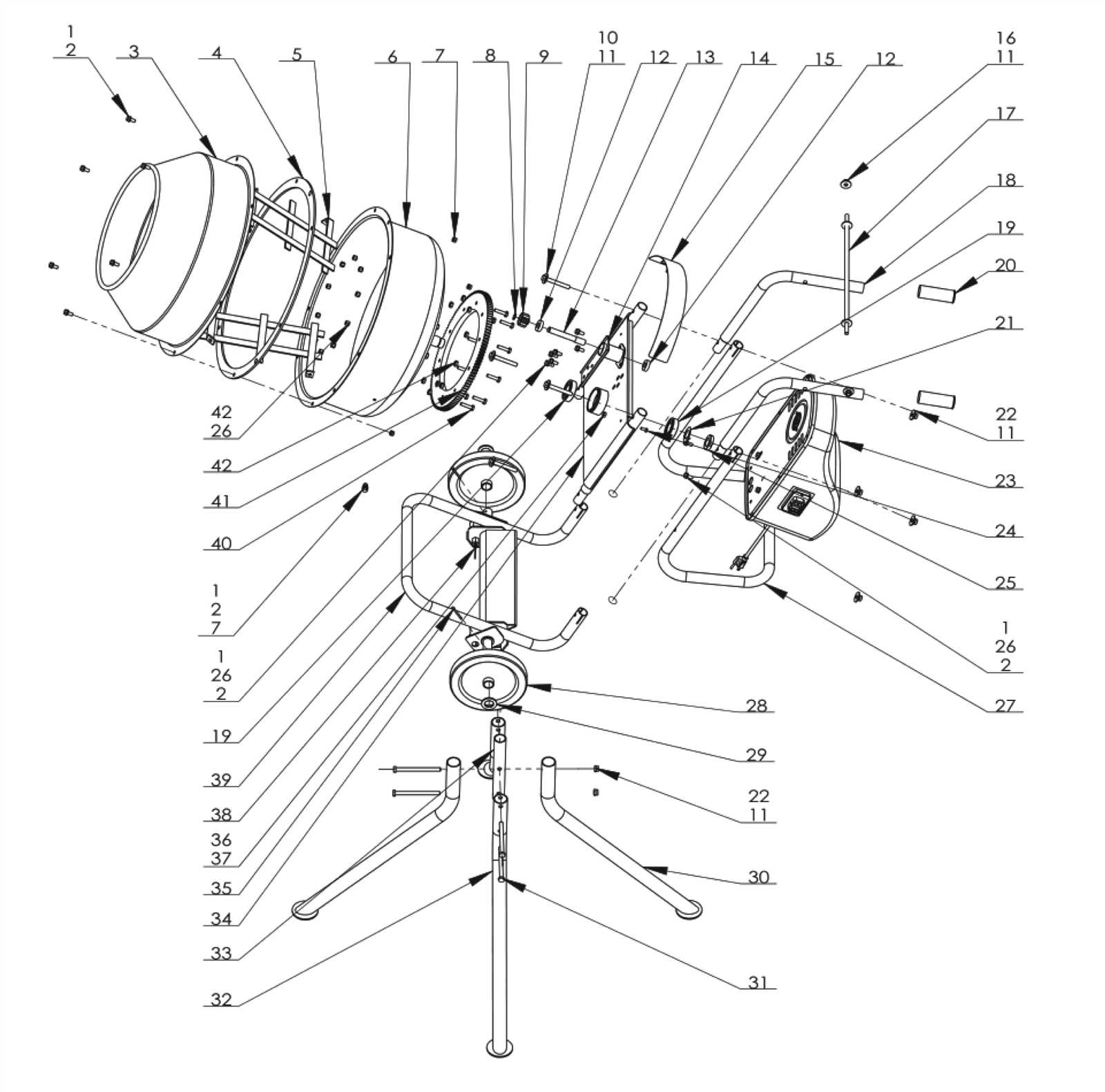 diagram concrete mixer parts