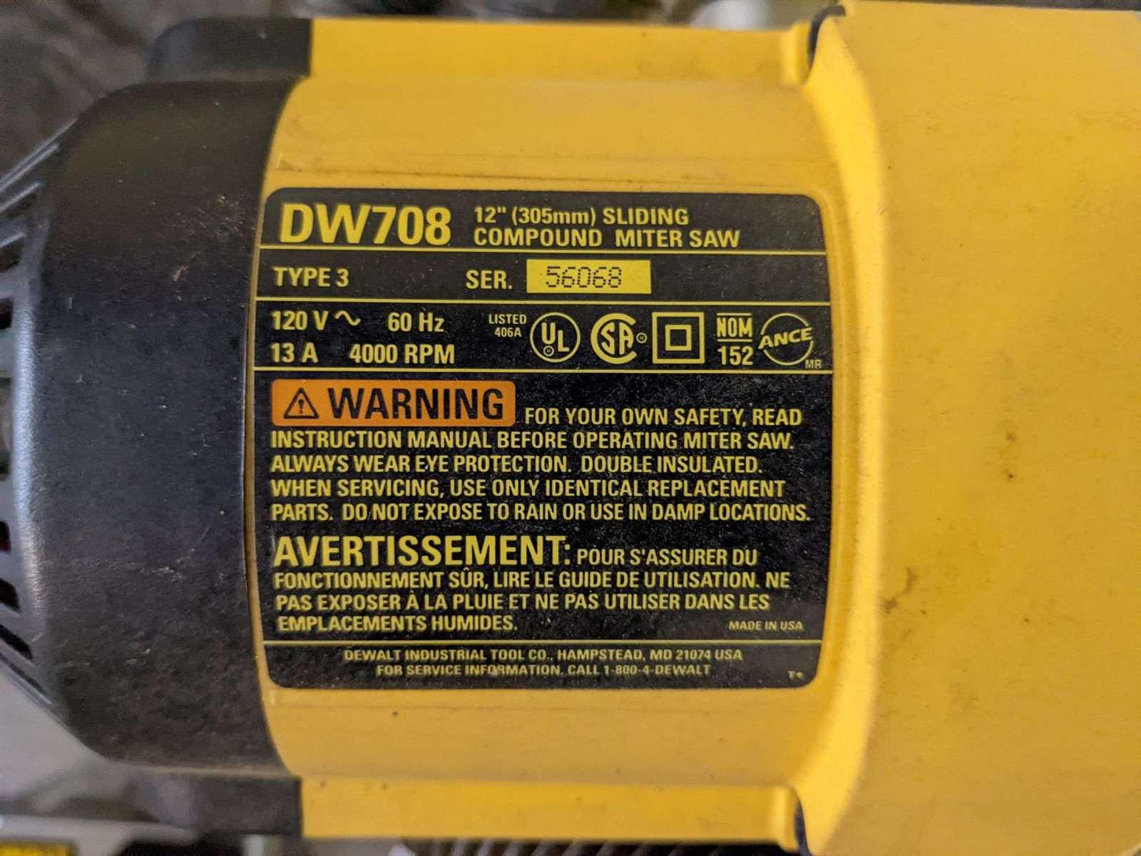 dewalt dw708 type 4 parts diagram