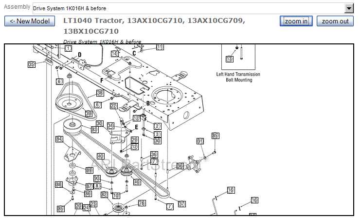 lt1050 cub cadet parts diagram
