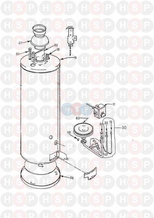 gas water heater parts diagram