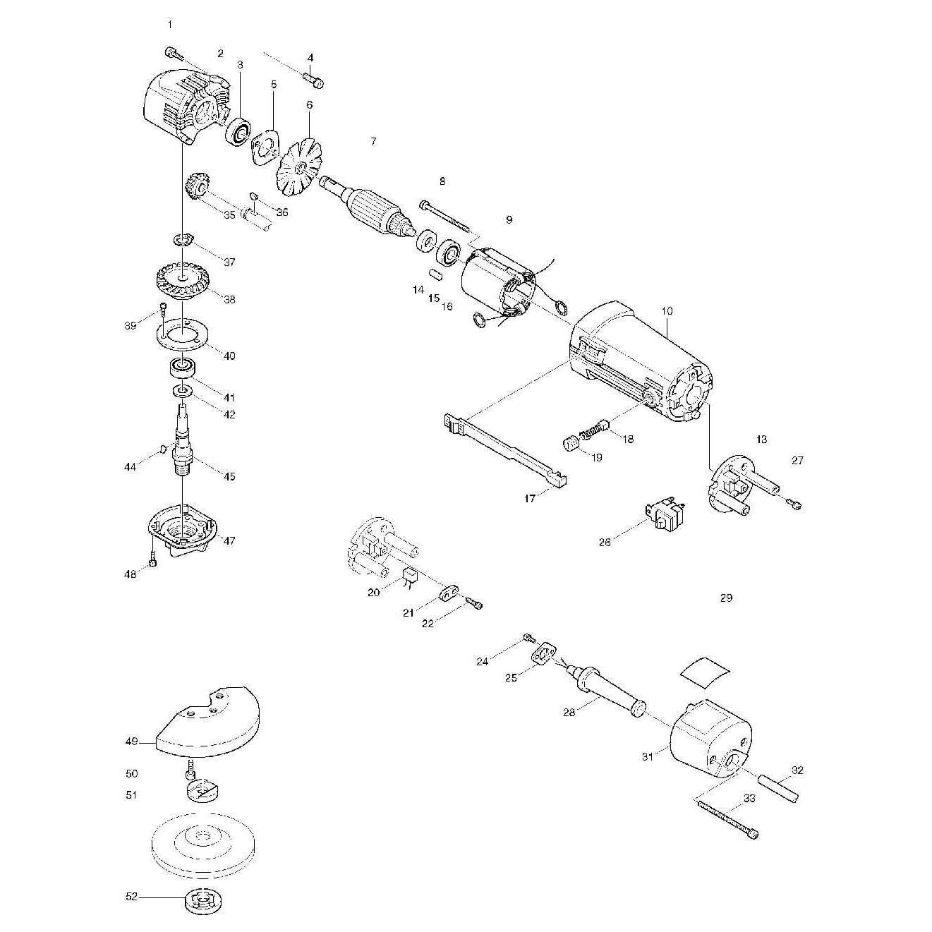 makita grinder parts diagram