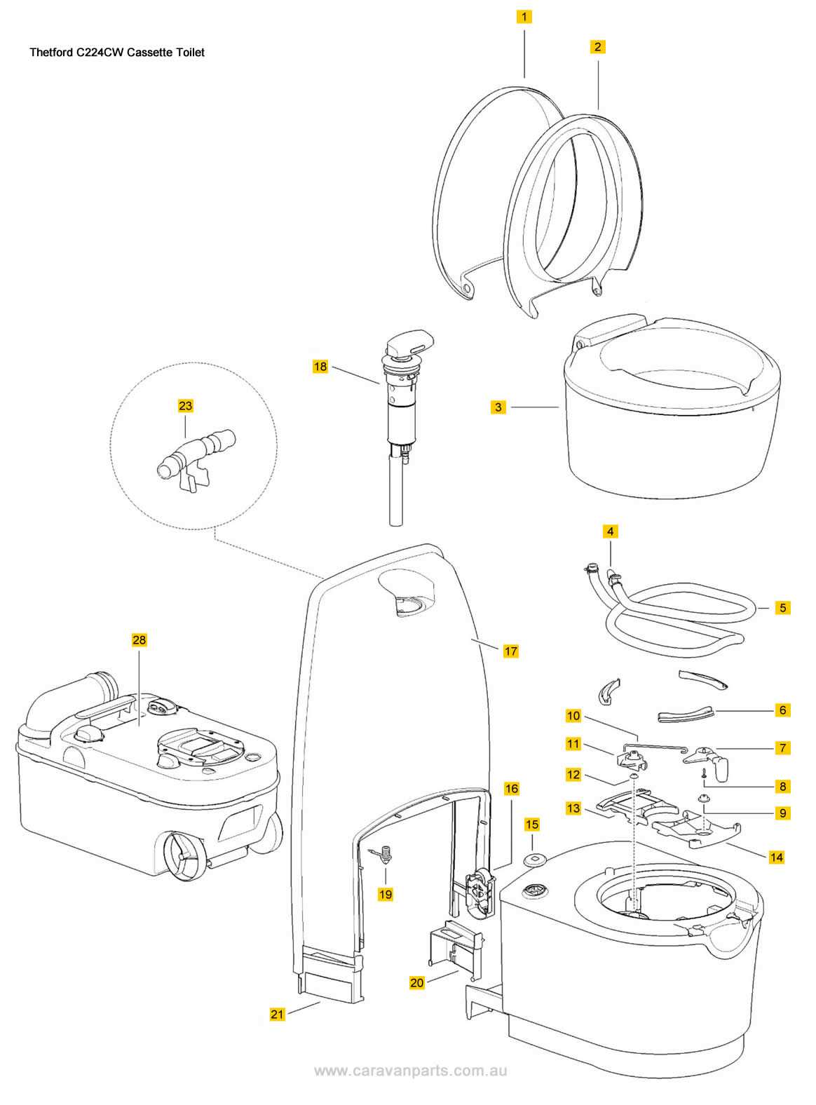 manual thetford rv toilet parts diagram