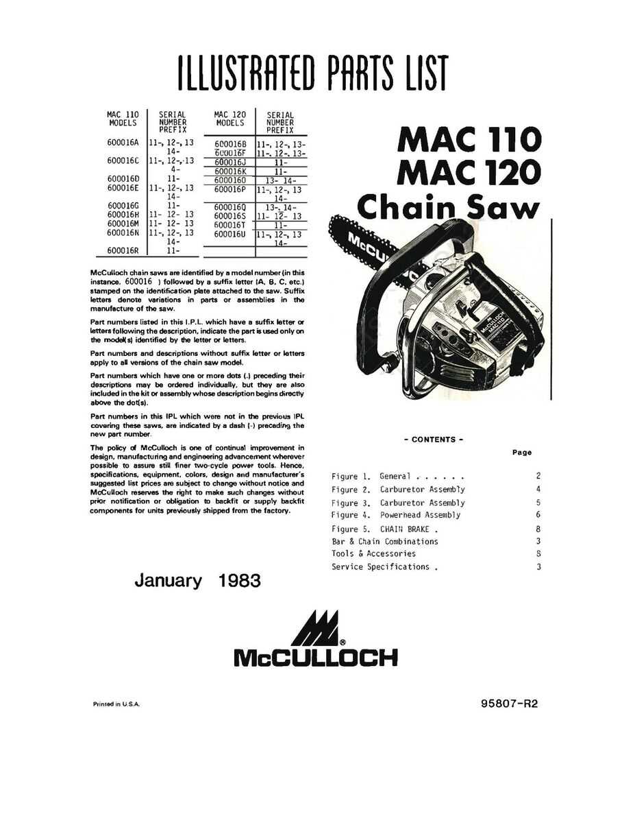 mcculloch mac 110 chainsaw parts diagram