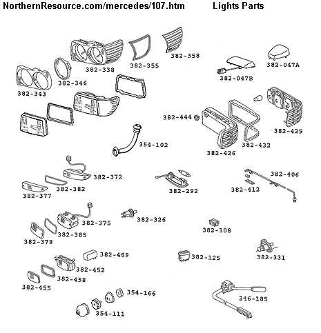 mercedes r107 parts diagram