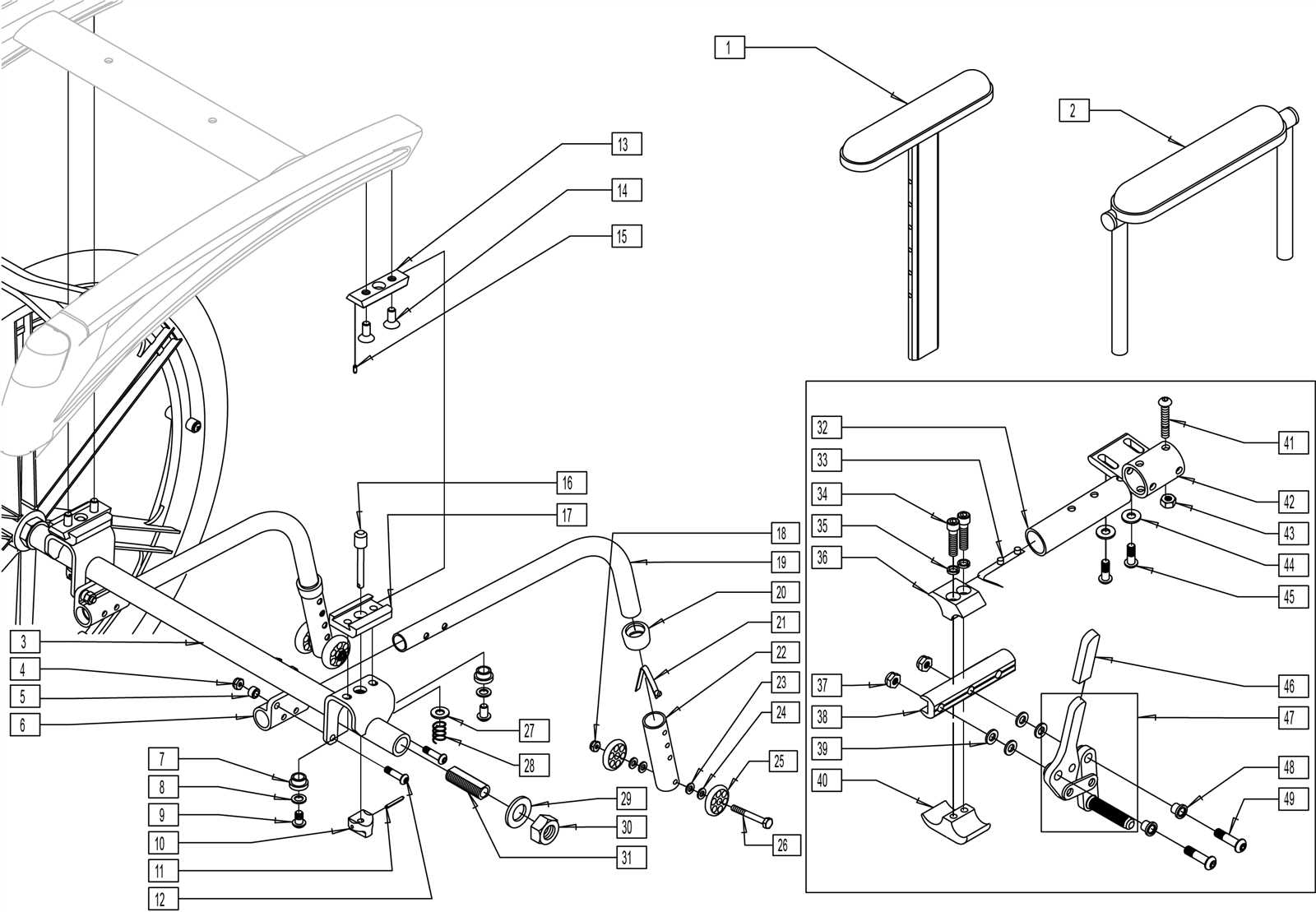 manual wheelchair parts diagram