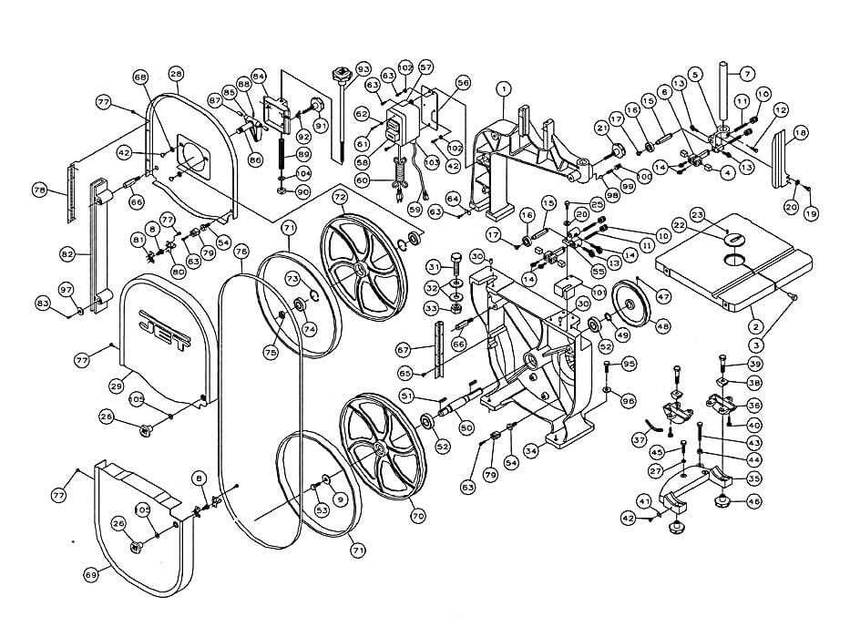 jet table saw parts diagram