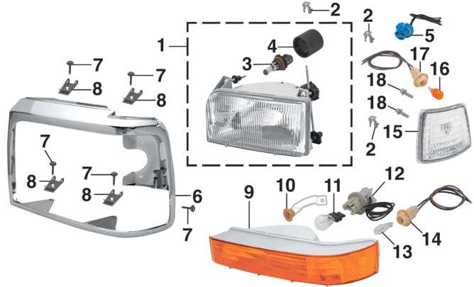 diagram headlight parts names