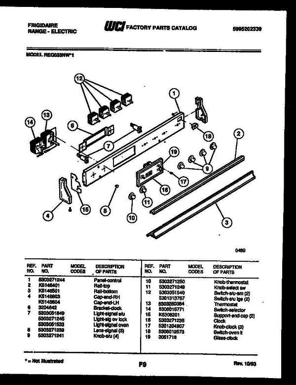 frigidaire range parts diagram