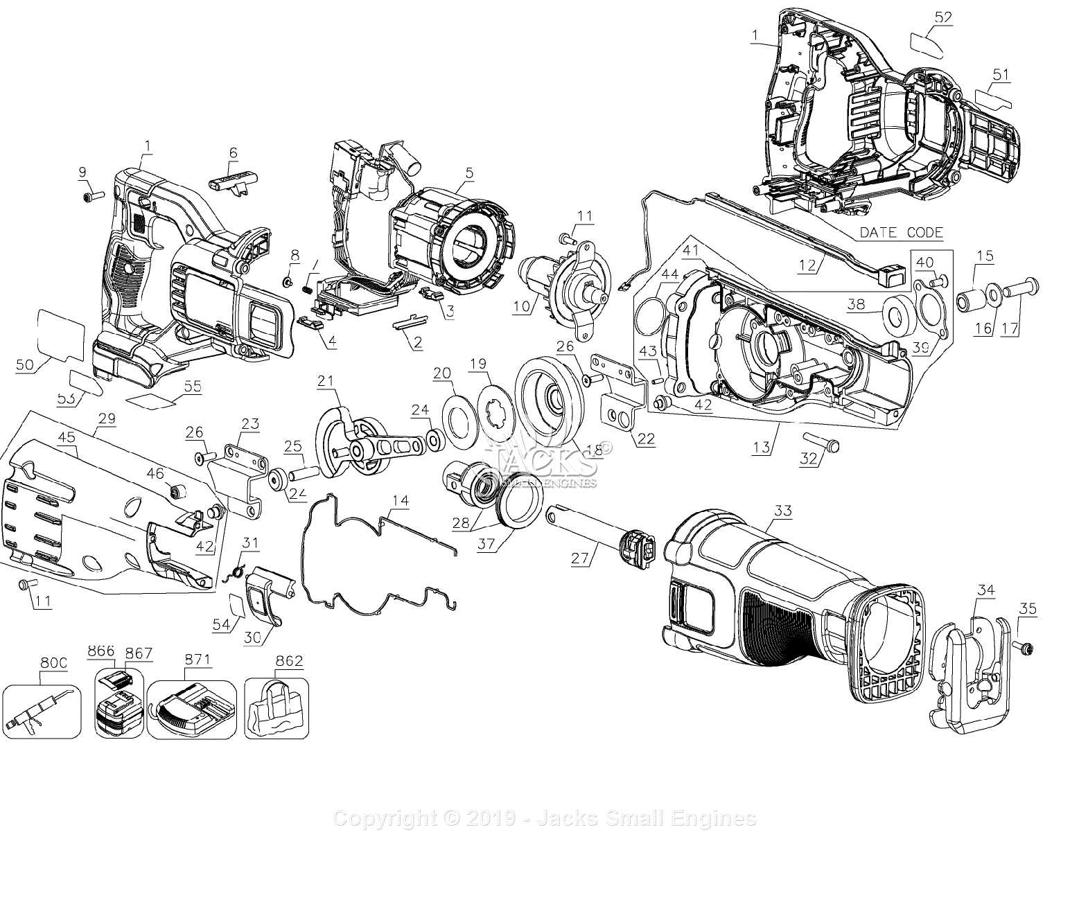 makita reciprocating saw parts diagram