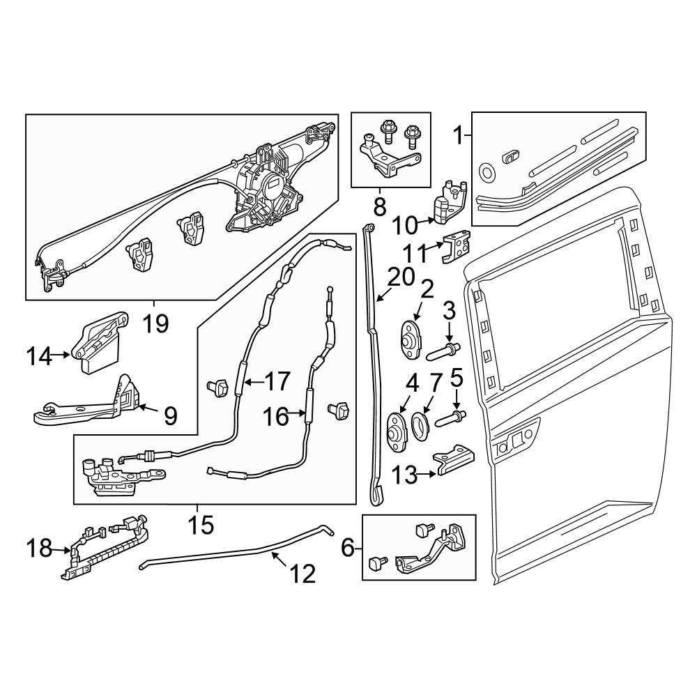 2008 honda odyssey sliding door parts diagram