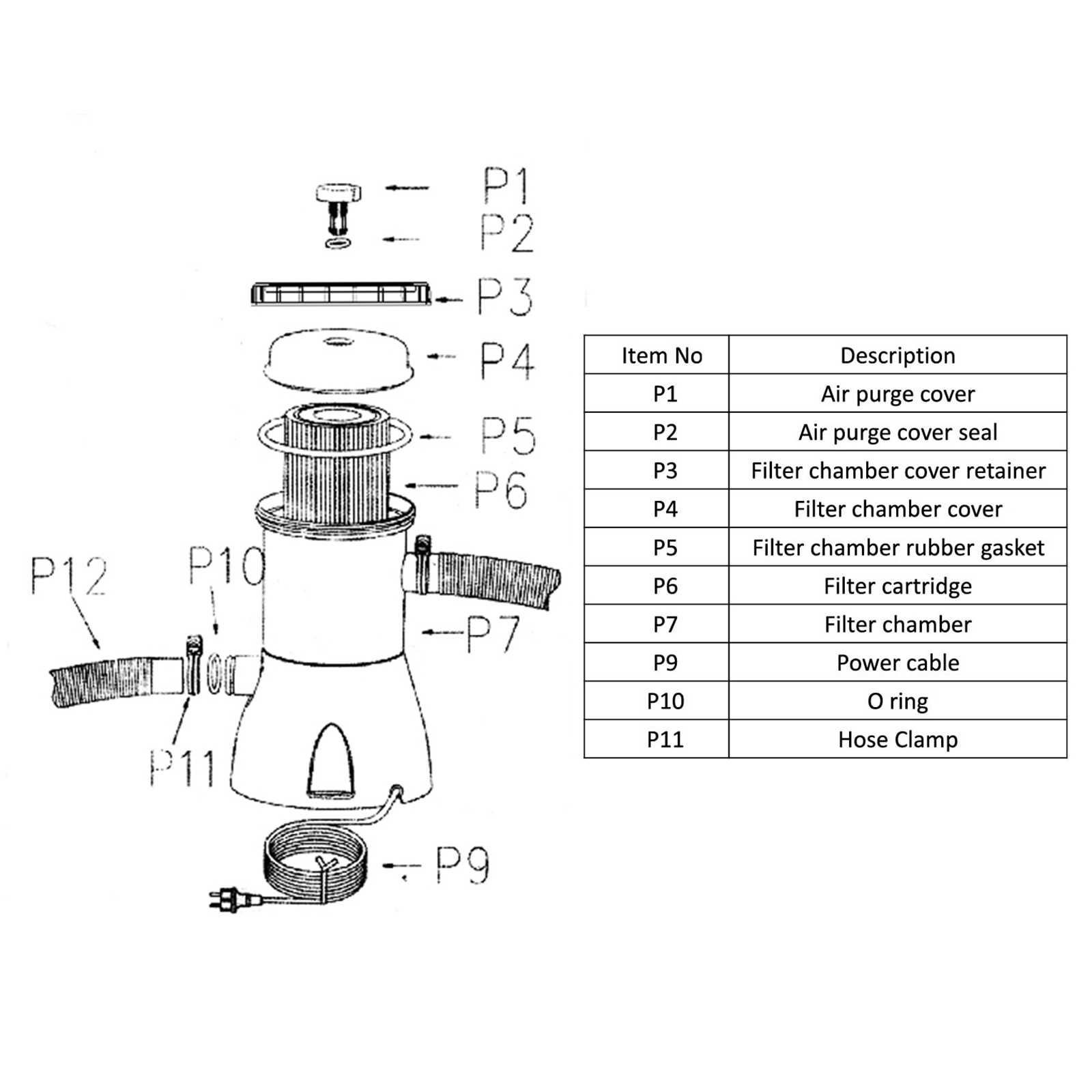 above ground pool pump parts diagram