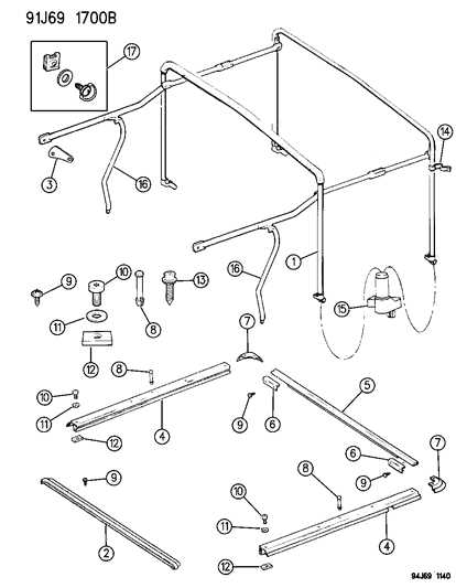 jeep wrangler yj soft top parts diagram