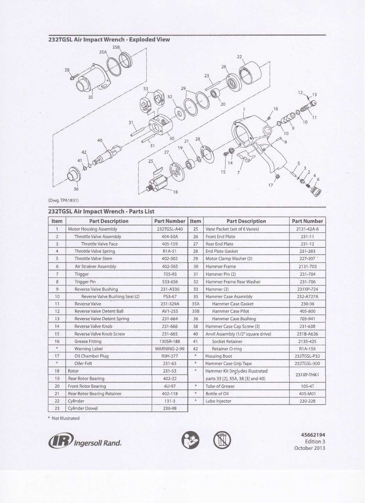 ir 231c parts diagram
