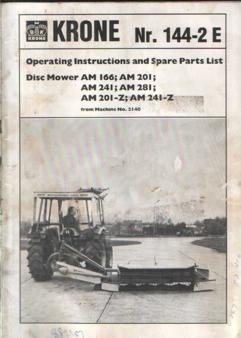 krone disc mower parts diagram