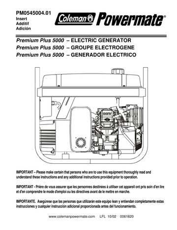 coleman generator parts diagram