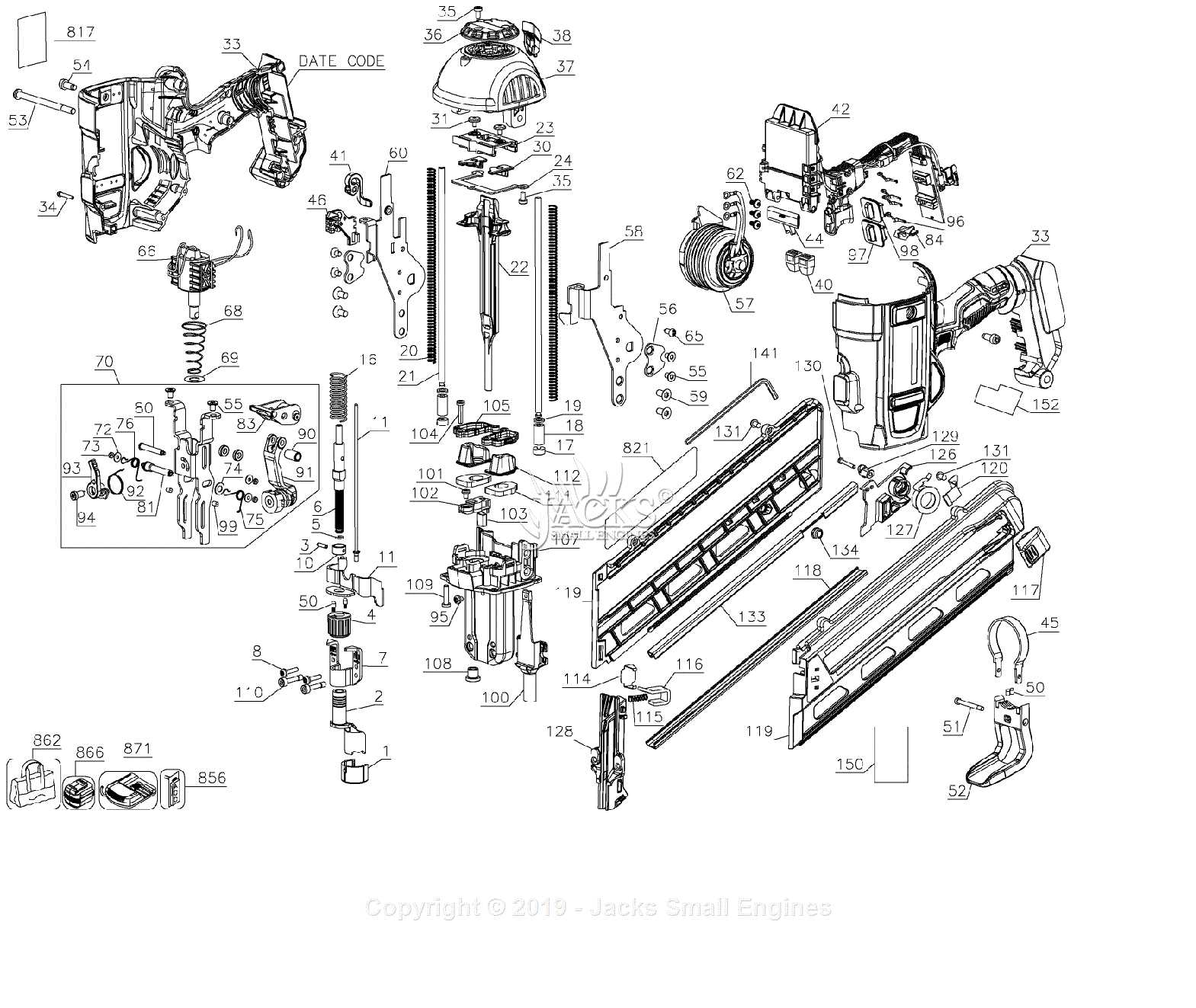 dewalt nail gun parts diagram