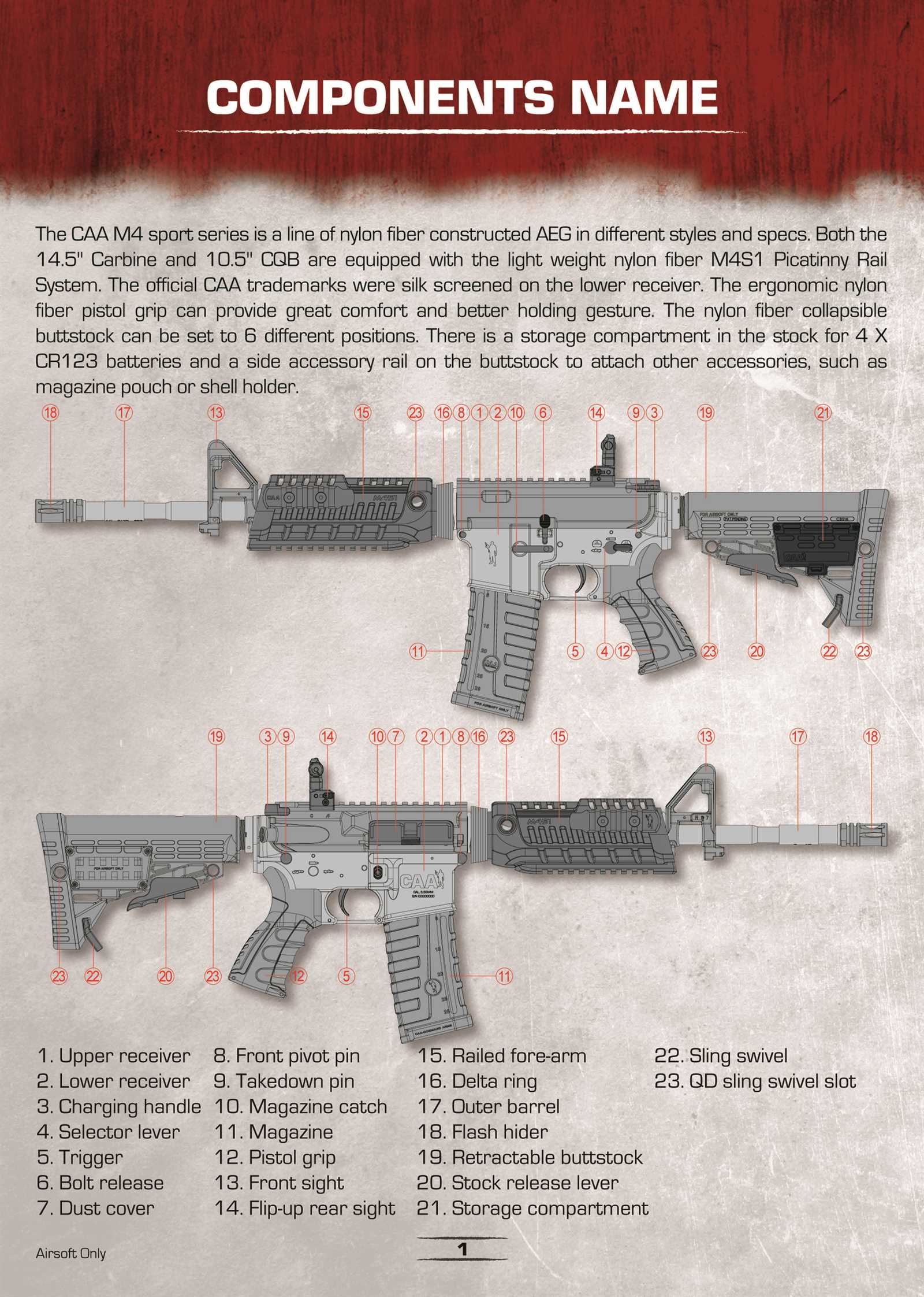 m4 airsoft gun parts diagram