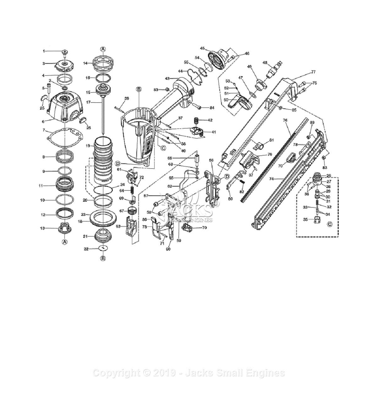 dewalt 18 gauge brad nailer parts diagram