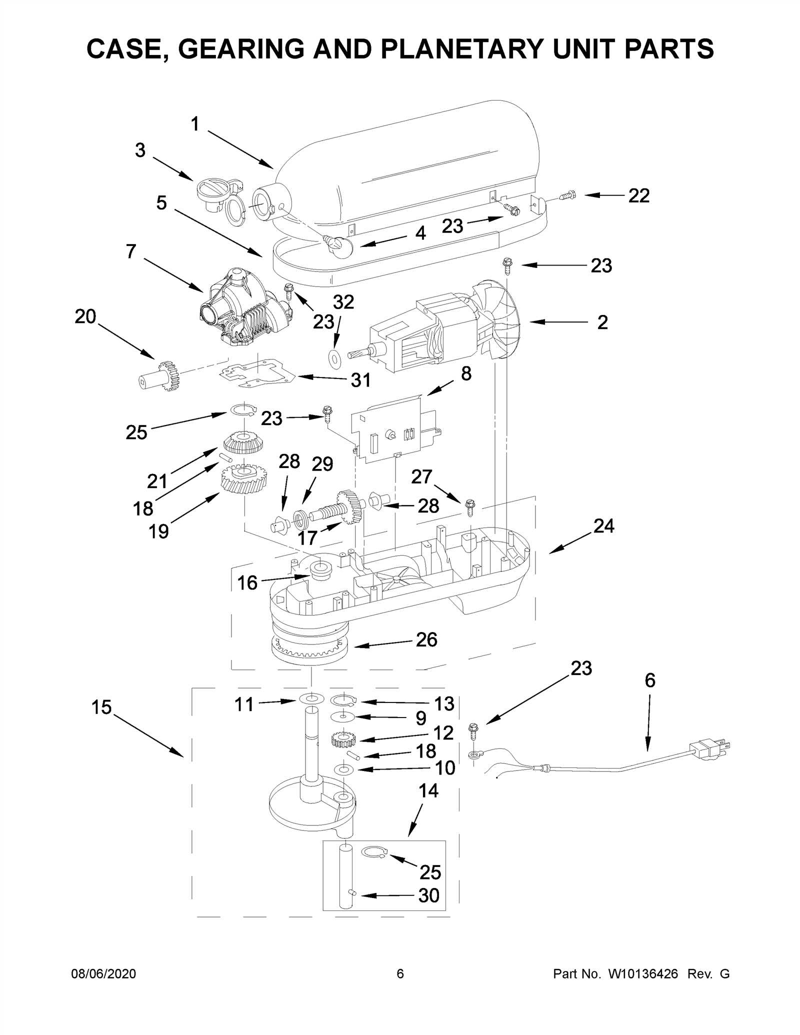 kitchen aid mixer parts diagram