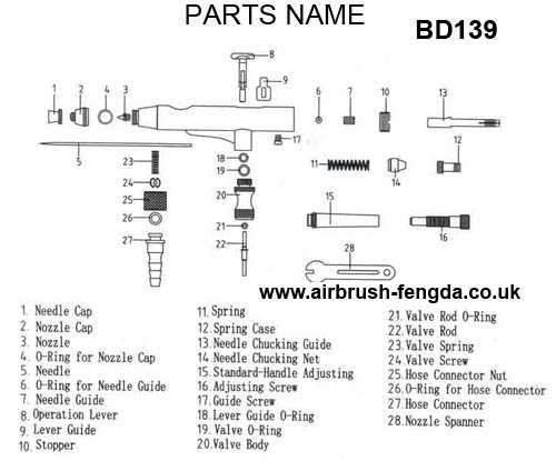 airbrush parts diagram