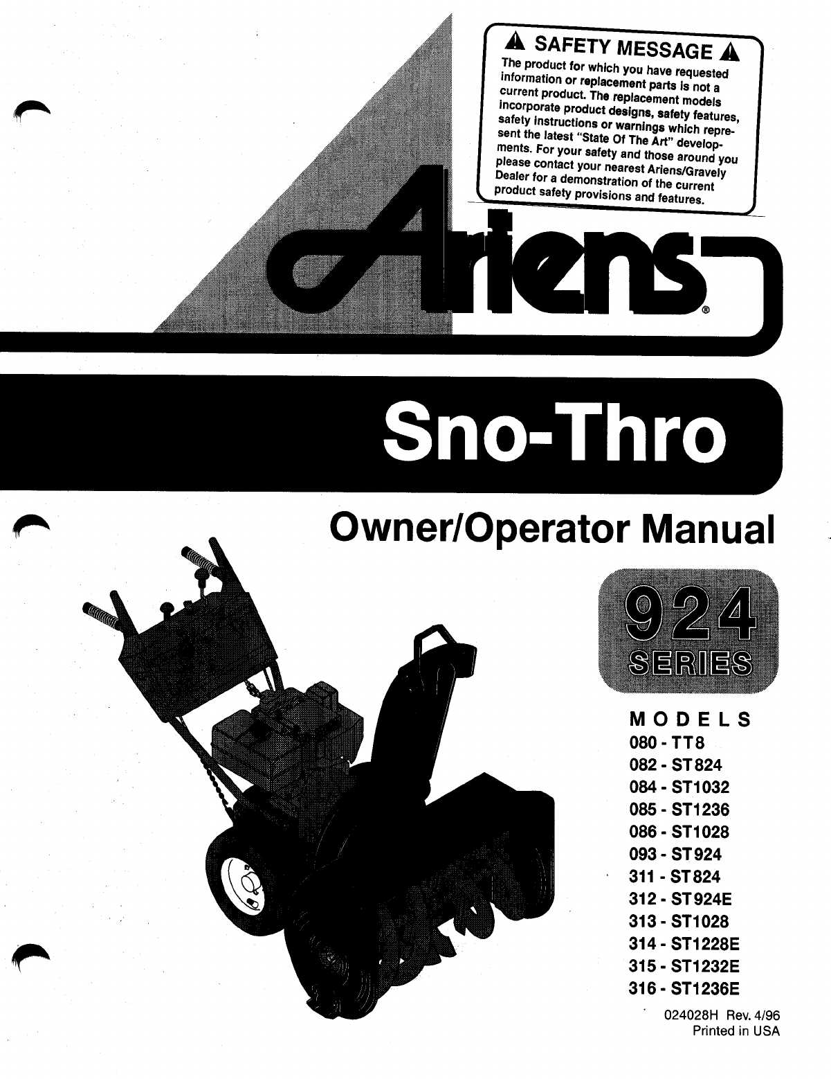 ariens 824 snowblower parts diagram