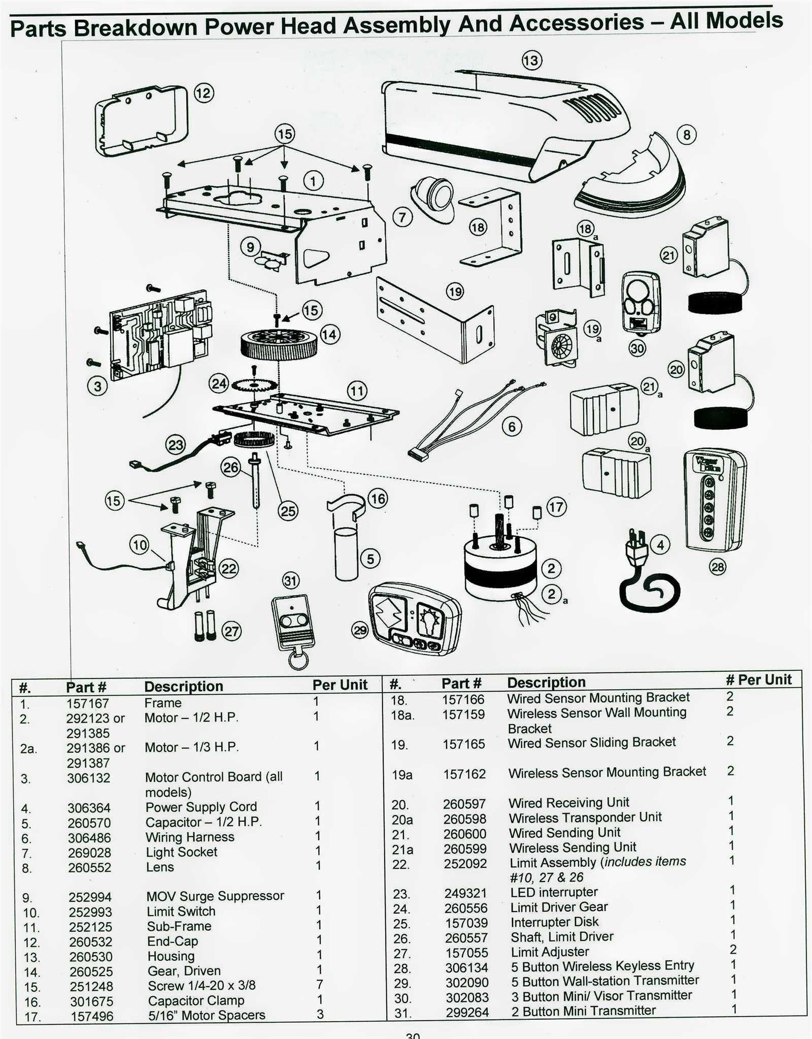 garage door opener diagram parts