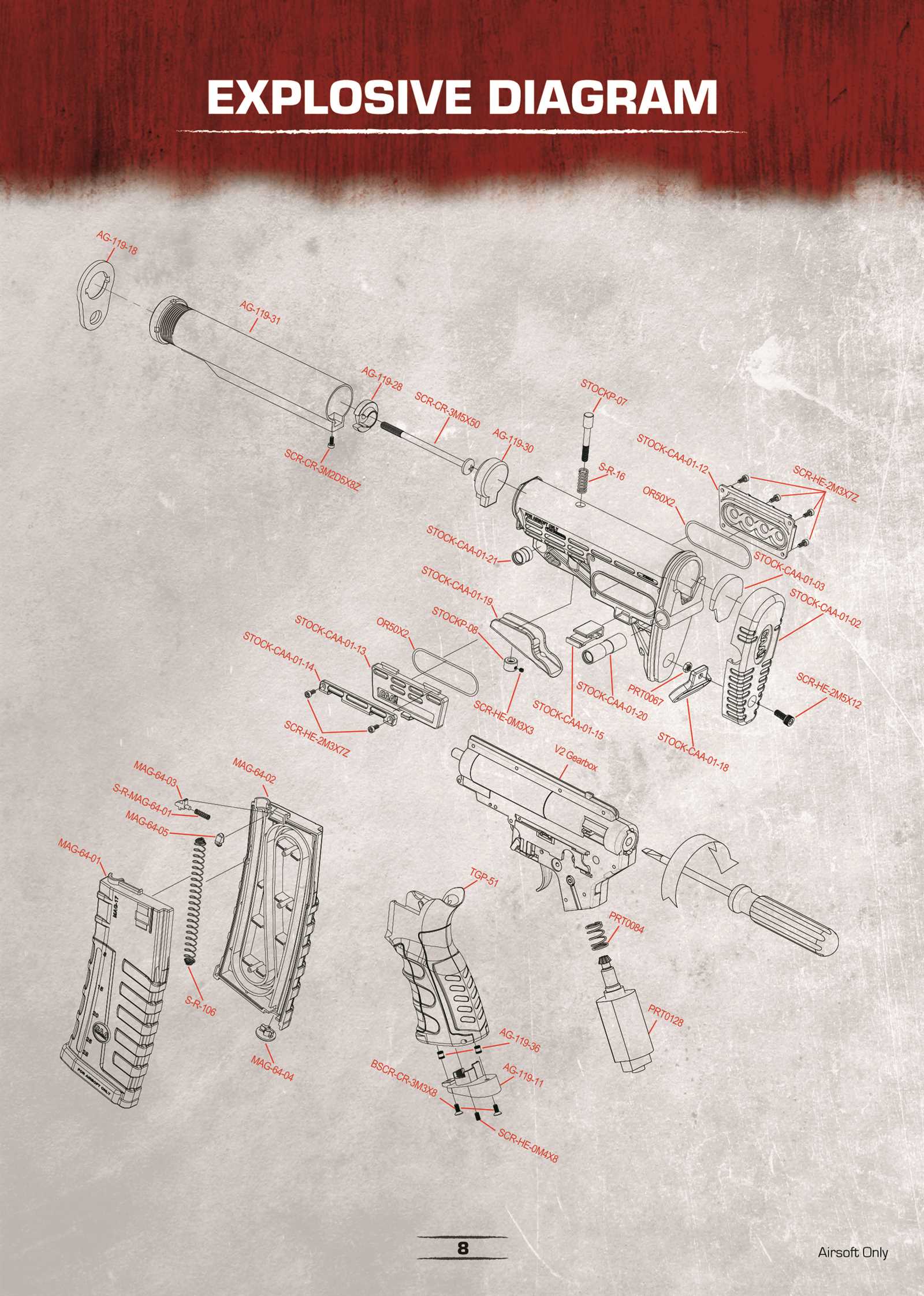 airsoft m4 parts diagram