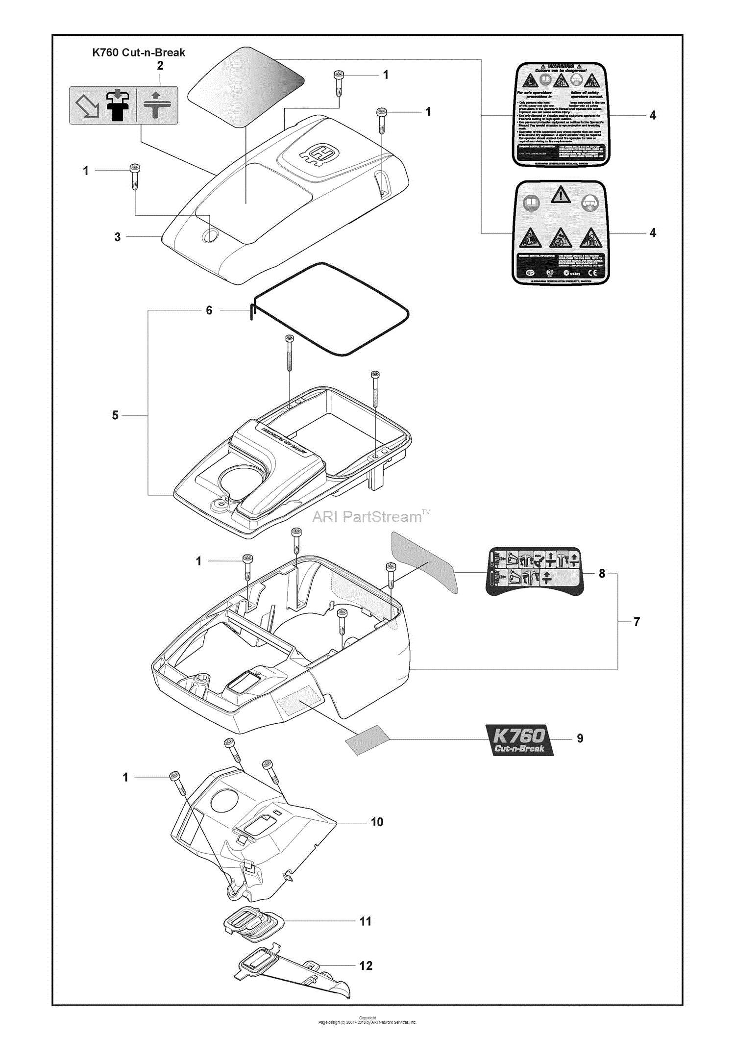 husqvarna k760 parts diagram