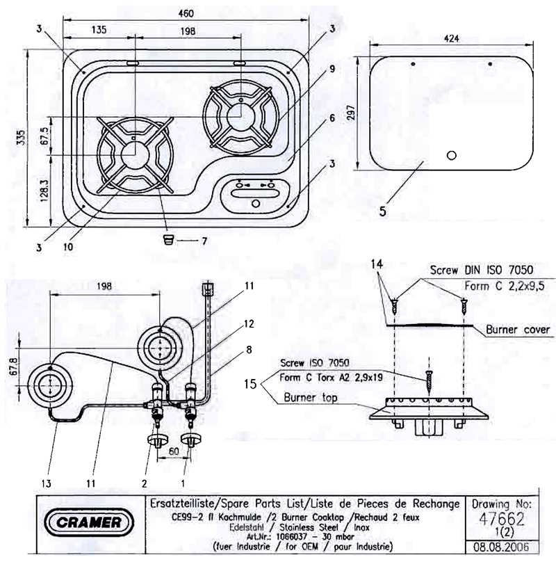 gas stove parts diagram