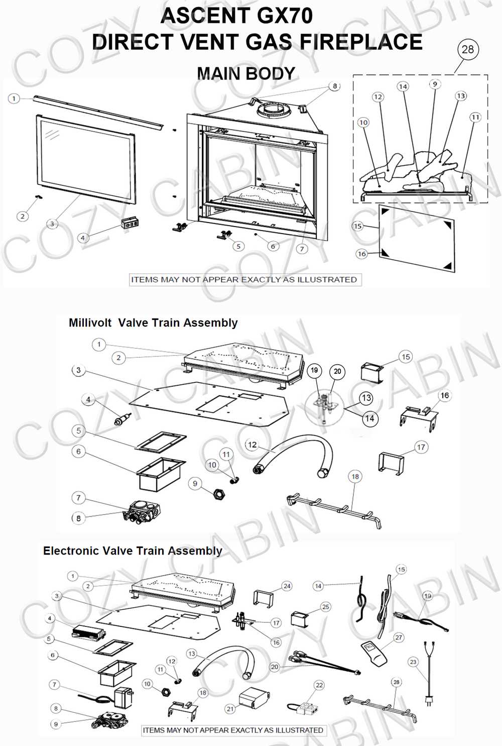 gas fireplace parts diagram