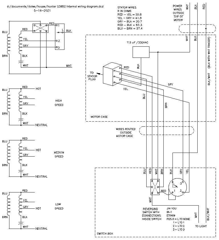 hunter fan parts diagram