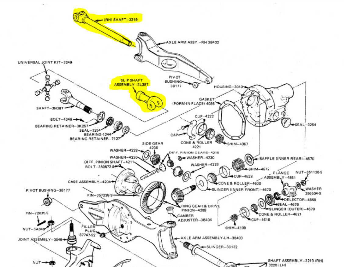 ford f350 front axle parts diagram