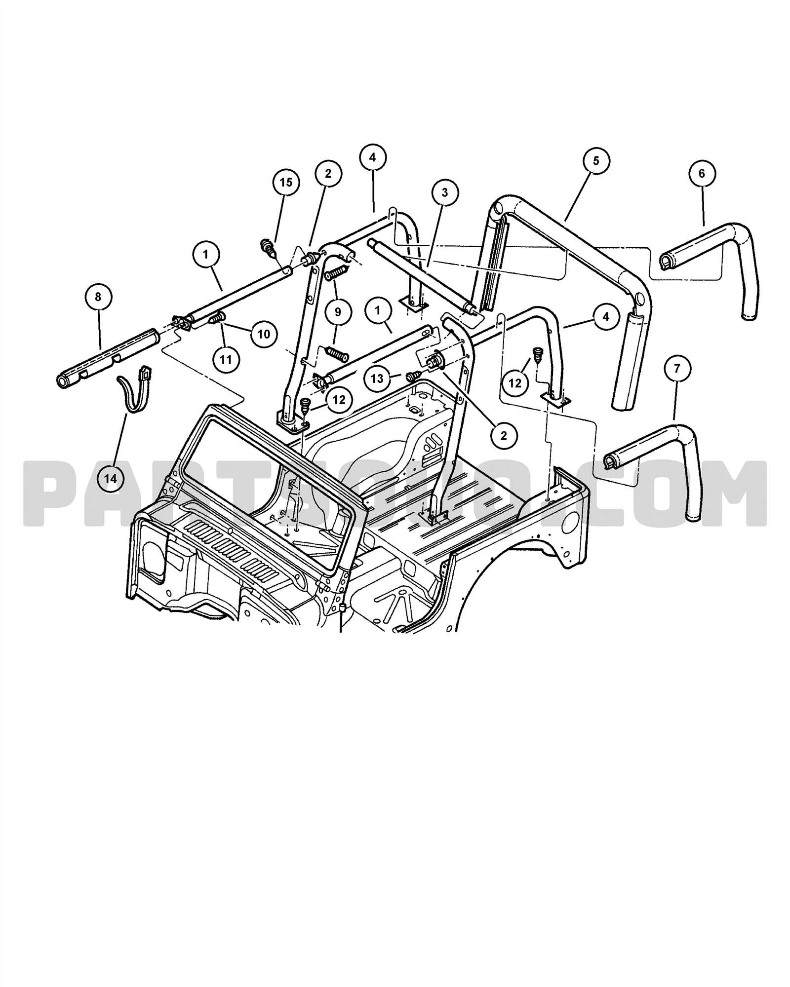 jeep jk soft top parts diagram