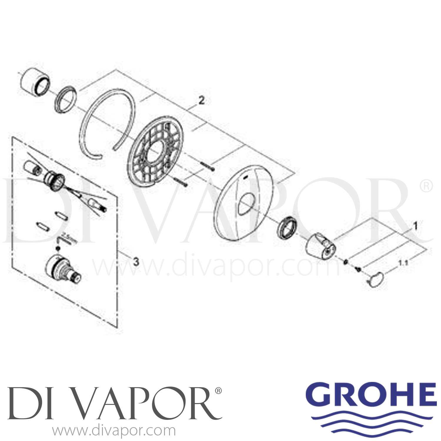 grohe shower valve parts diagram