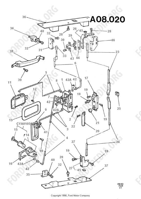 ford ranger door parts diagram