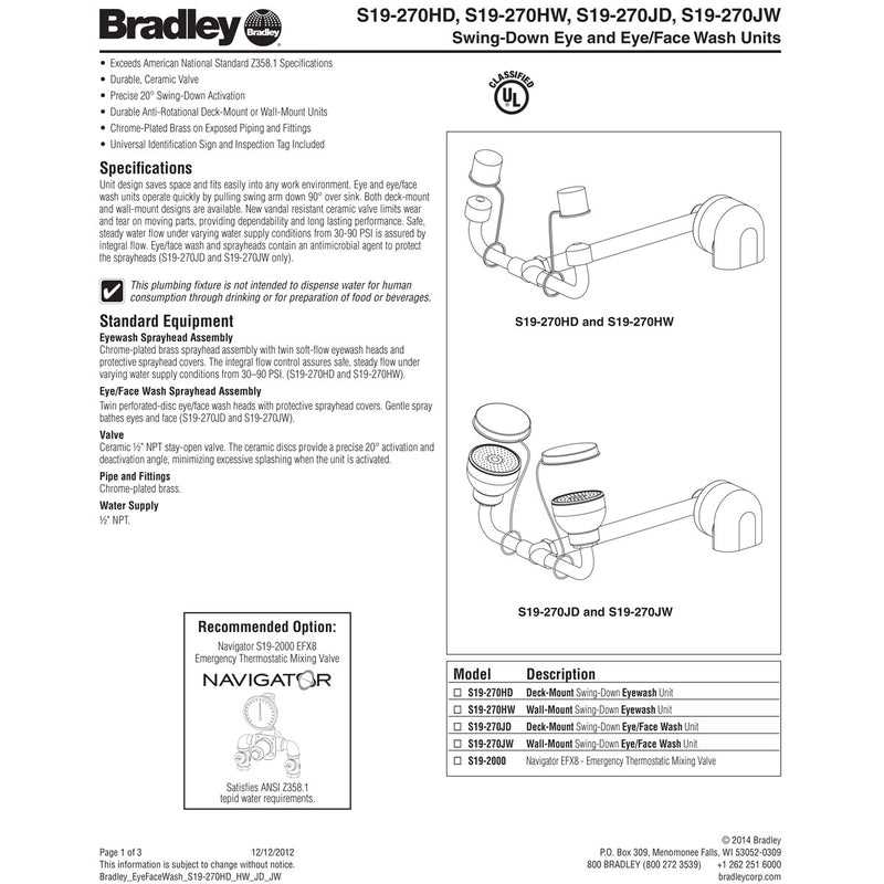 bradley eyewash parts diagram