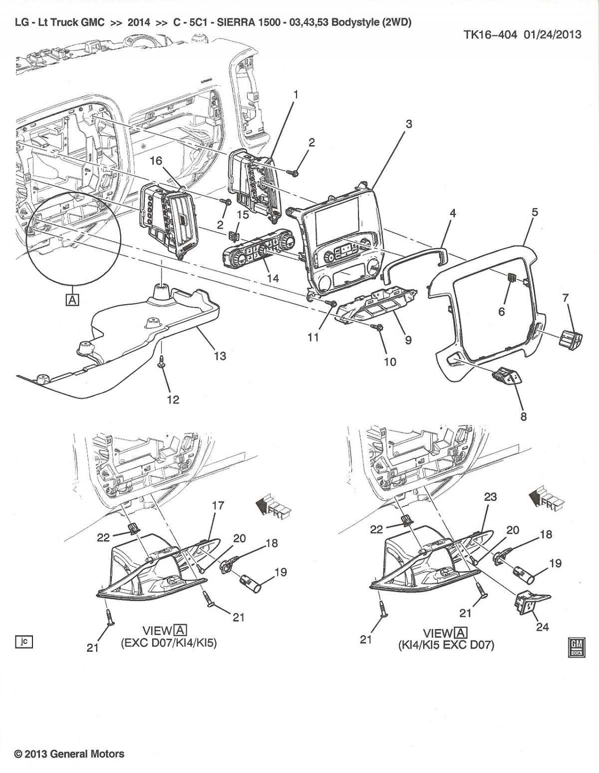 gmc sierra interior parts diagram