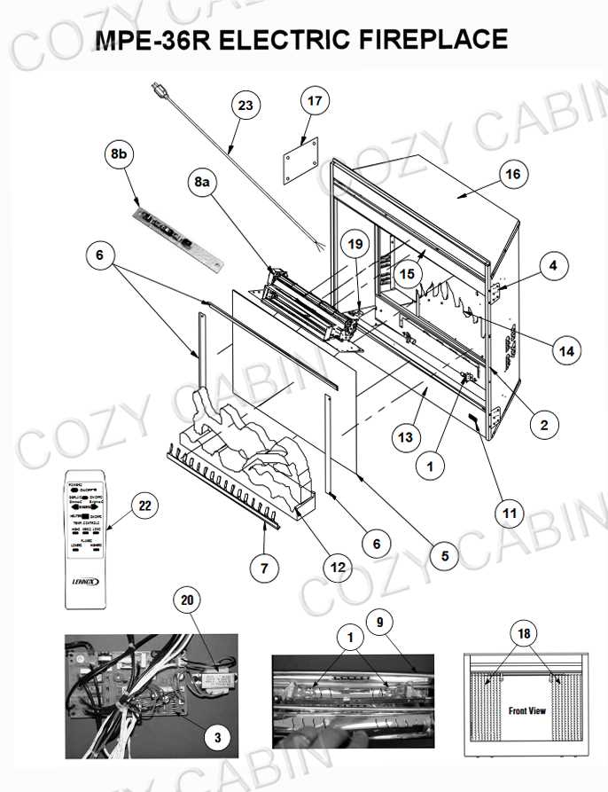 electric fireplace parts diagram