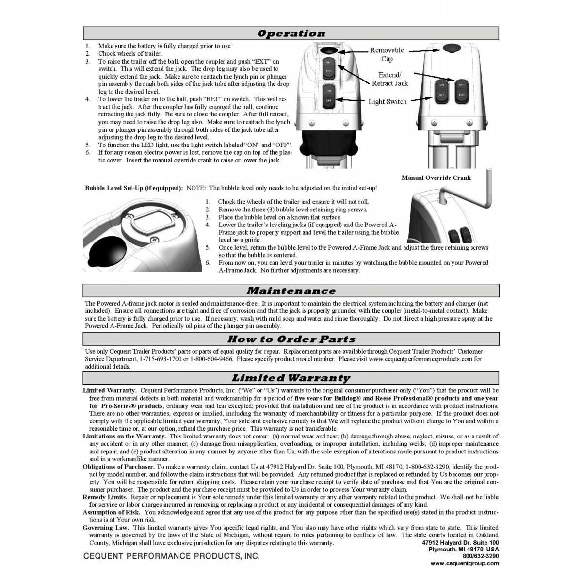 electric trailer jack parts diagram